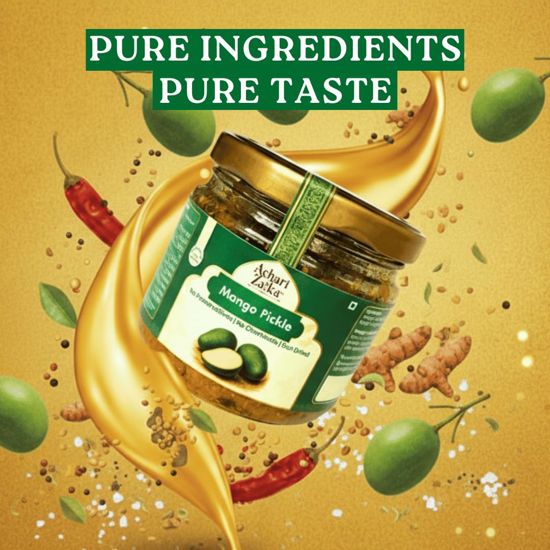 Achari Zaika Punjabi Mango Pickle | Authentic Aam Ka Achar | Sun-Dried, Handmade, No Preservatives | 100% Natural | Traditional Punjabi Taste | 250g 250 g