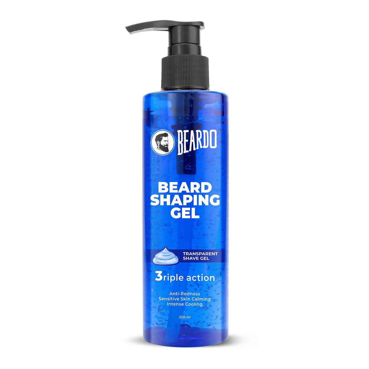 Beardo Beard Shaping Gel, 200ml | 3riple Action Transparent Shaving Gel for Men | Shaving gel with Anti-Redness, Calming, Intense Cooling | Suitable for Sensiti