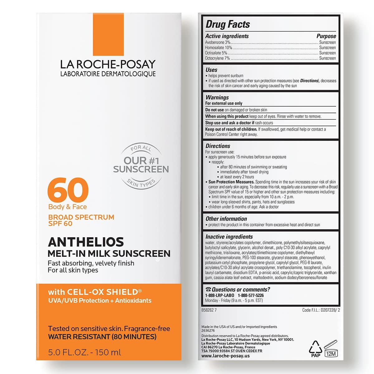 La Roche Posay - Anthelios 60 Melt-In Sunscreen Milk (For Face & Body) (150mL)