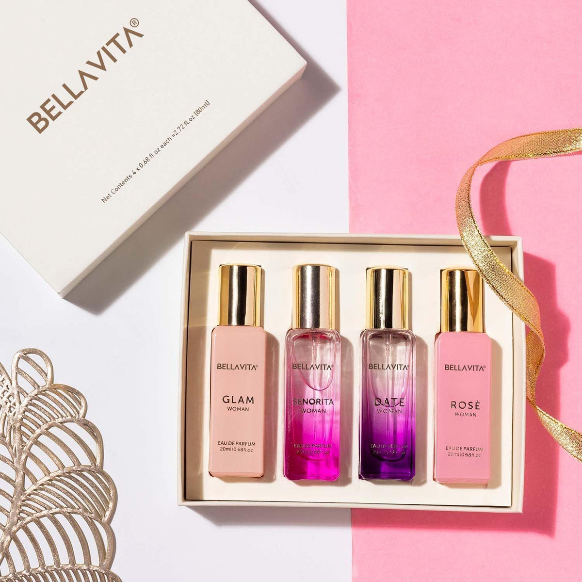 Bella Vita Luxury | Perfume Gift Set for Women 4x20ml | Gifts for Woman | Perfume for Woman | Date, Senorita, Glam, Rose Long Lasting EDP | Floral & Fruity Prem