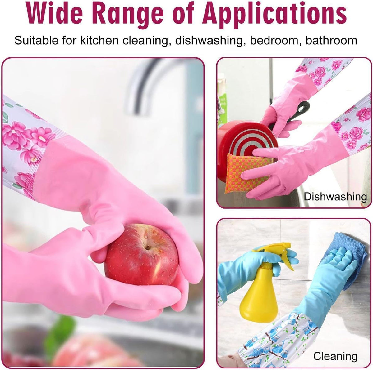Long Rubber Pond and Drain Gloves – Household & Garden Chores, Gardening, Weeding, Washing, Cleaning & Dishwashing – Extra Protection Sleeves