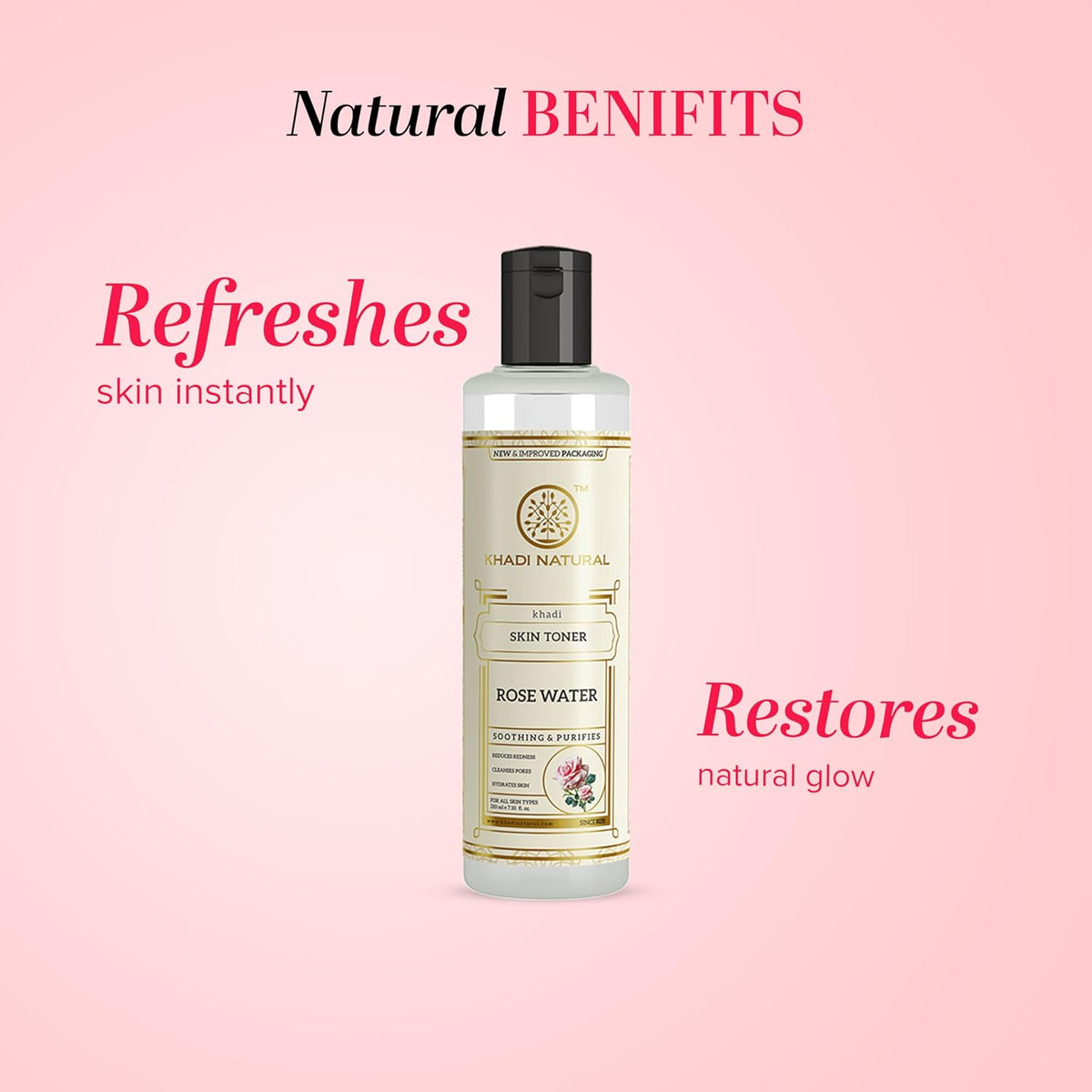 Khadi Natural Rose Water Skin Toner | Herbal Facial for Refreshing Care | Helps Maintain Hydration & Tighten Pores | Gentle Daily Care Formula | Suitable for Me