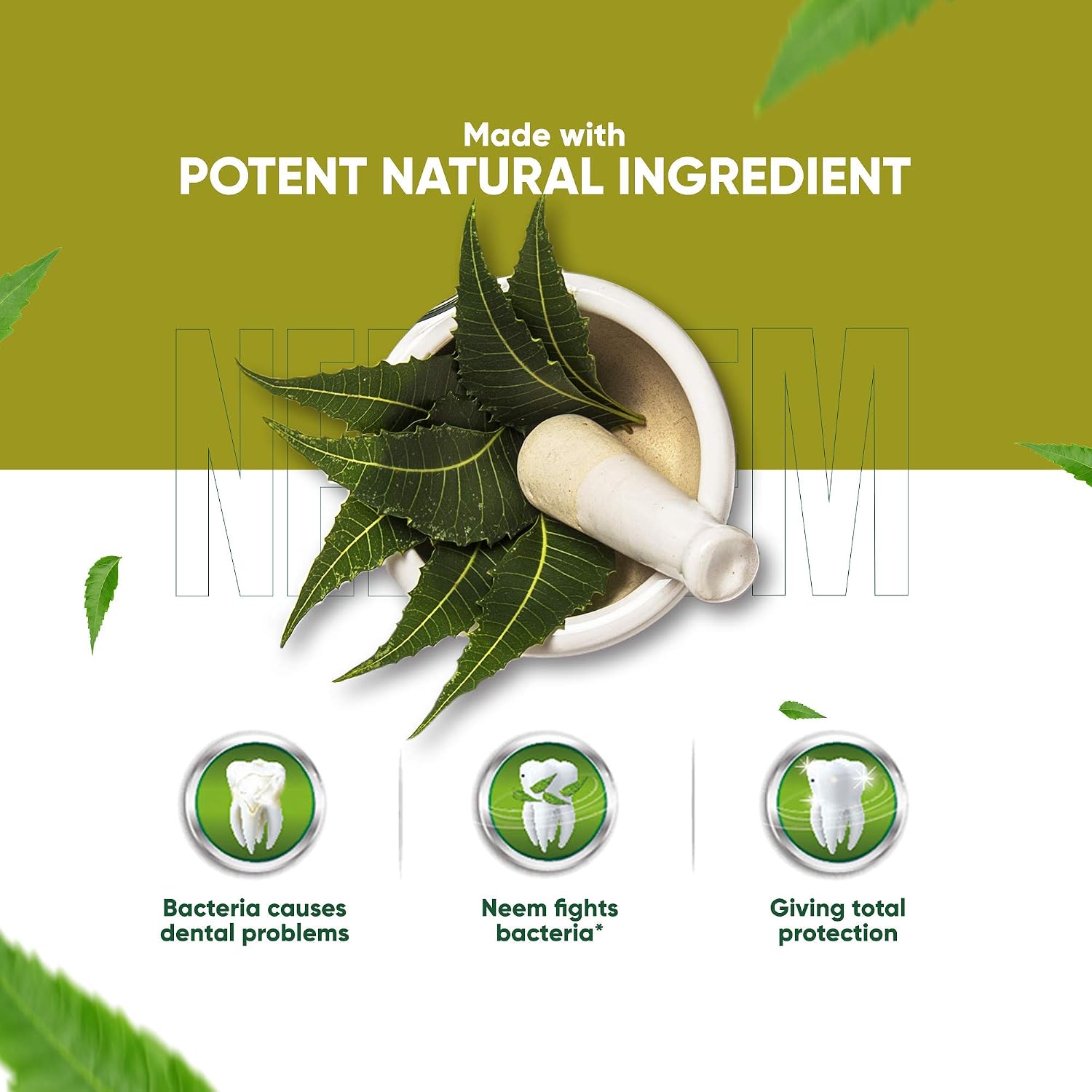 Dabur Herb'l Neem Germ Protection Toothpaste - 600g (200g + 100g x Pack of 2) | Fights Bacteria | No Added Flourides & Parabens | Complete Oral Care
