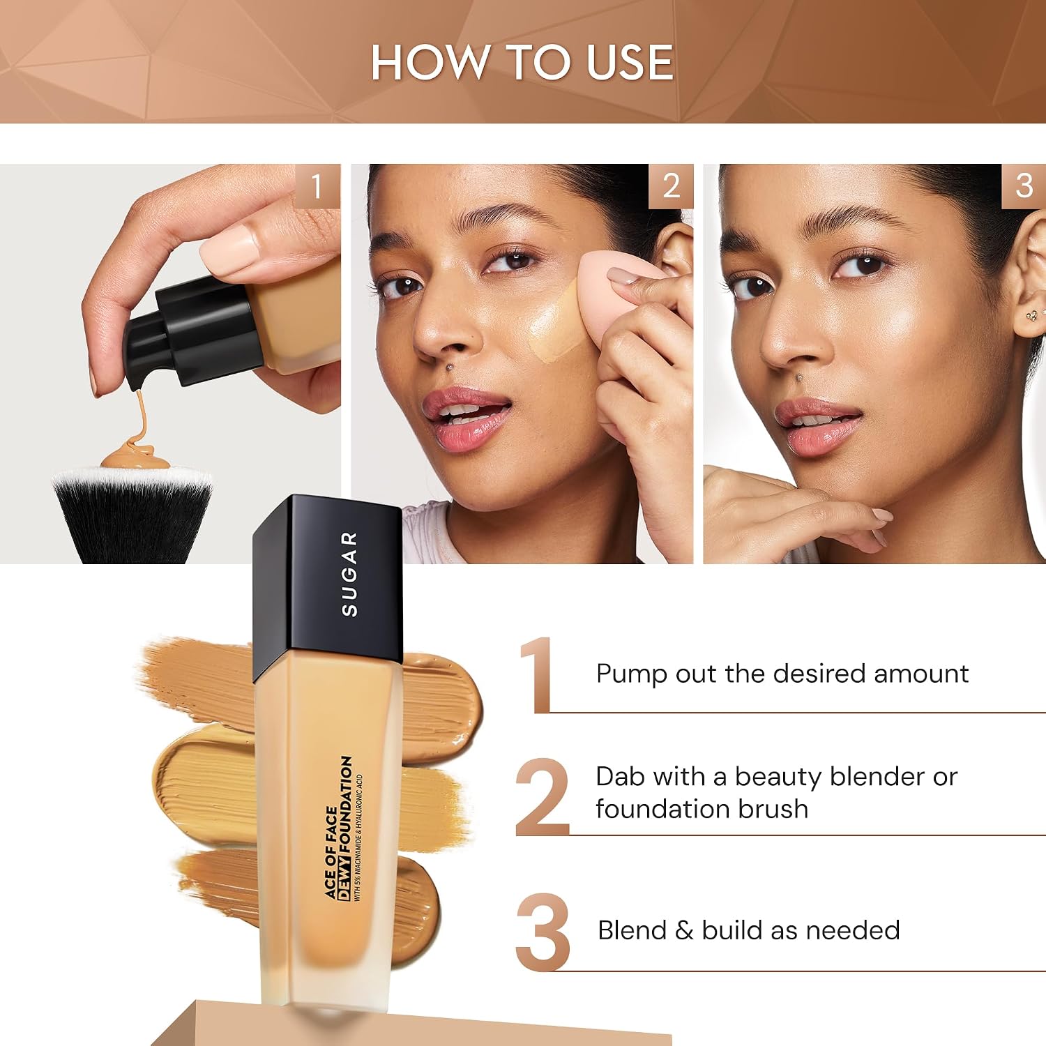 SUGAR Cosmetics Ace Of Face Dewy Foundation with 5% Niacinamide & Hyaluronic Acid | Liquid Foundation for Indian Skin | Dewy Finish | 12Hr+ Wear | 30ml - 15 Cappuccino