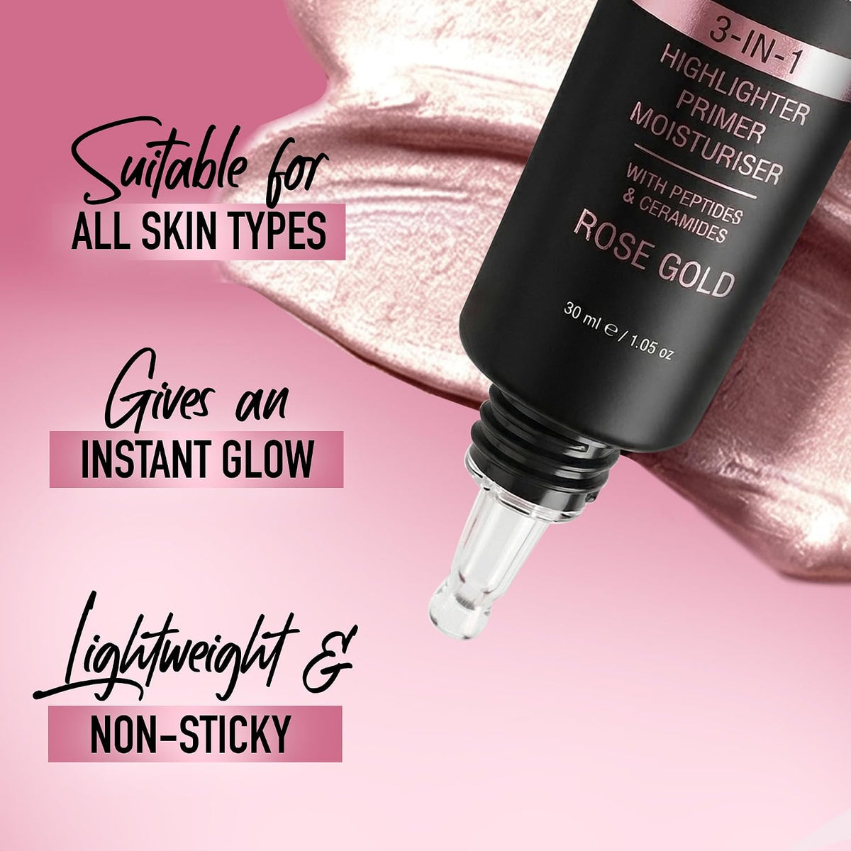 RENEE Yours Truly Strobe Cream for Face | 3 in 1 Highlighter Primer Moisturiser | Glow Cream, Lightweight, Non Sticky | Hydrating Dewy Skin Finish With Peptides