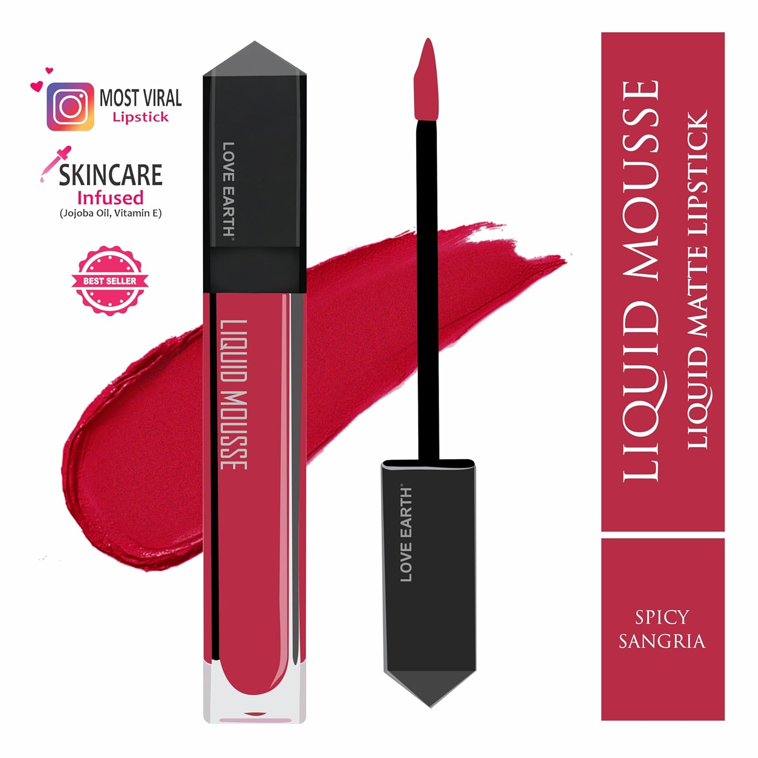 Love Earth Lipstick (Matte) (6 ml (Pack Of 1) Spicy Sangria)