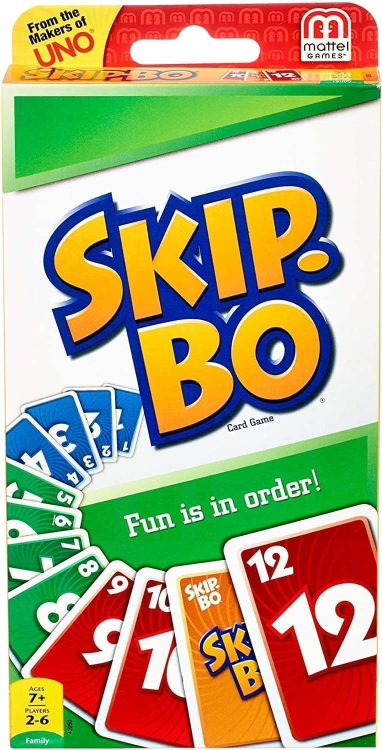 Mattel Skip-Bo and Skip-Bo Card Game, Combo Pack of 2