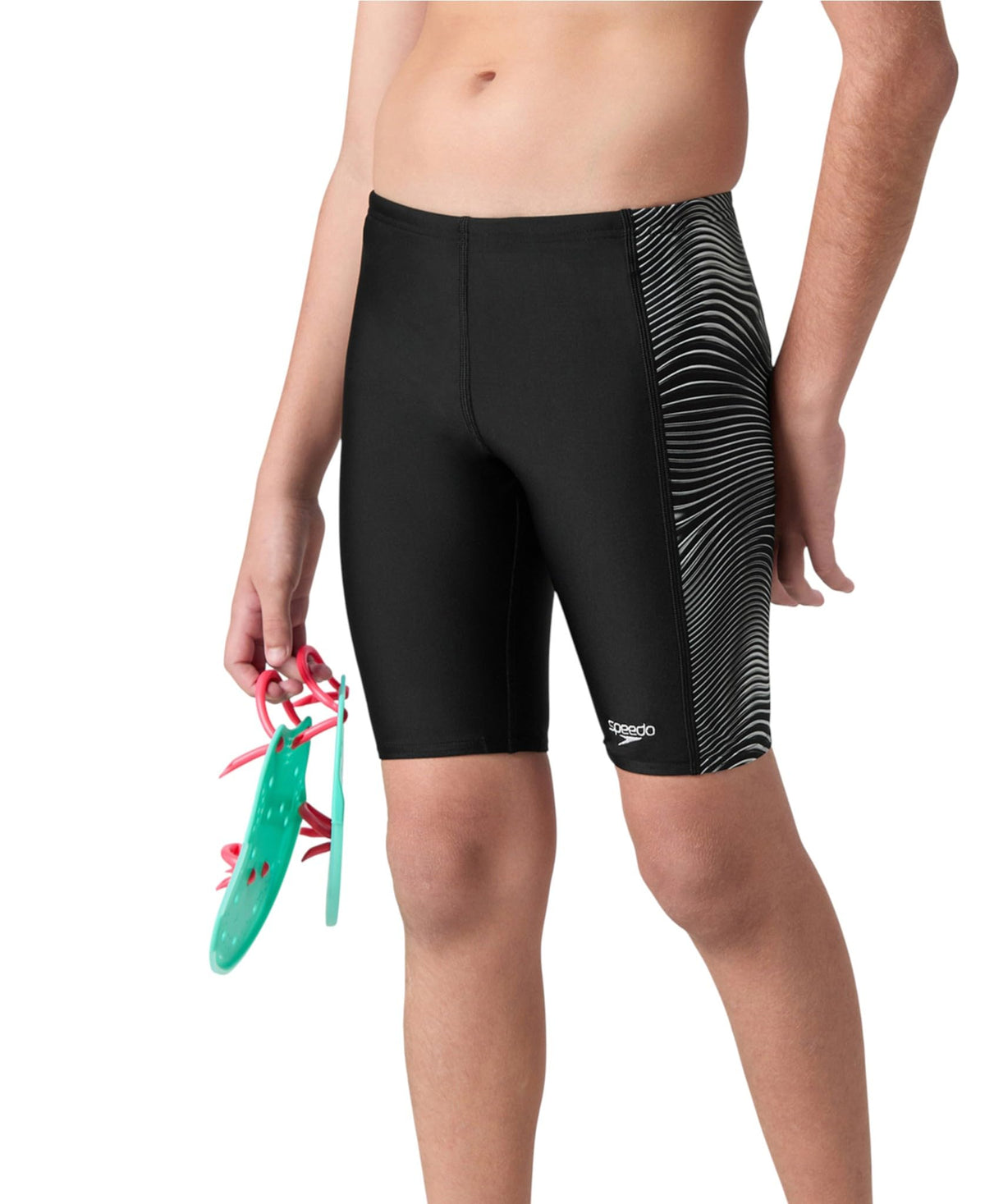 Speedo Boy's Endurance10 Side Panel Hyperboom Print Jammer - Harmony, True Navy & Cobalt Pop Black & White 11 Years-12 Years