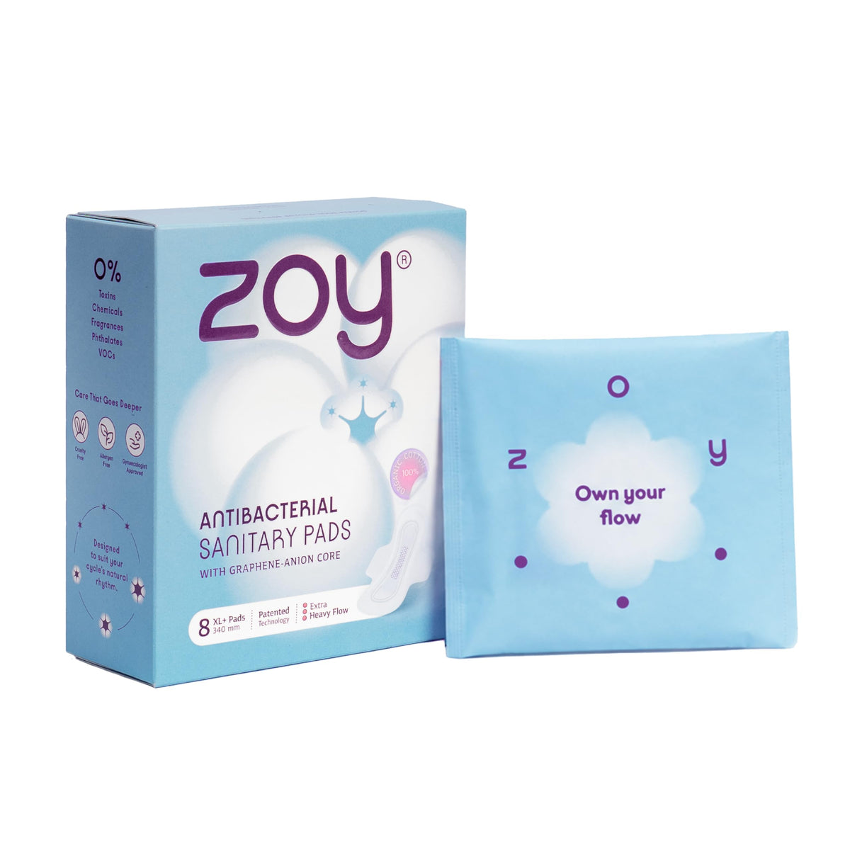 ZOY AntiBacterial Graphene Sanitary Pad XL|5x Absorbency|Ultra Thin|10 Pads XL (10 Pcs)