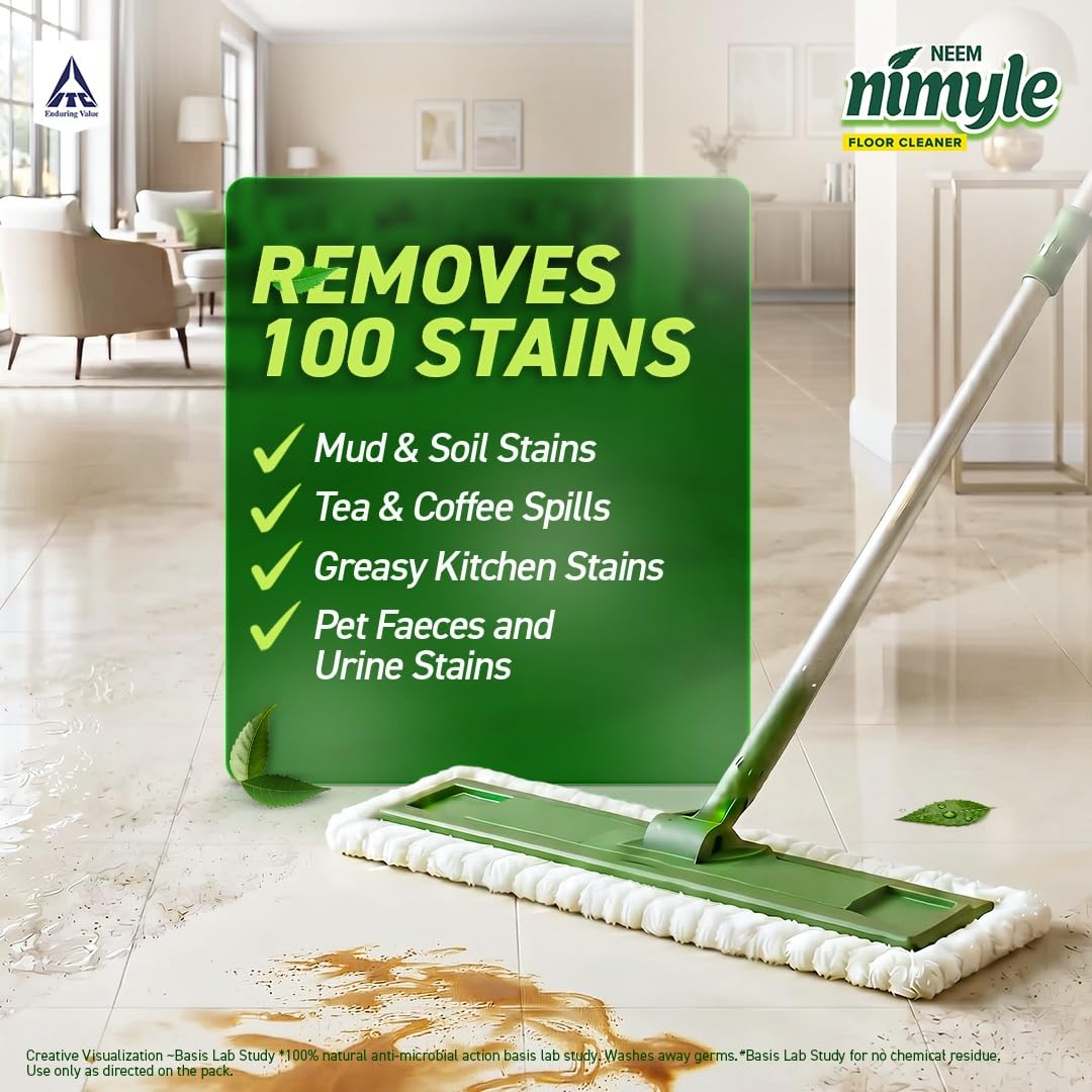 Nimyle Floor Cleaner Lemongrass 890ml|100% Natural Action|Power of Neem|99.9% Anti-Bacterial|Fresh Lemongrass Fragrance|Safe for Kids & Pets|Try Complete Range|