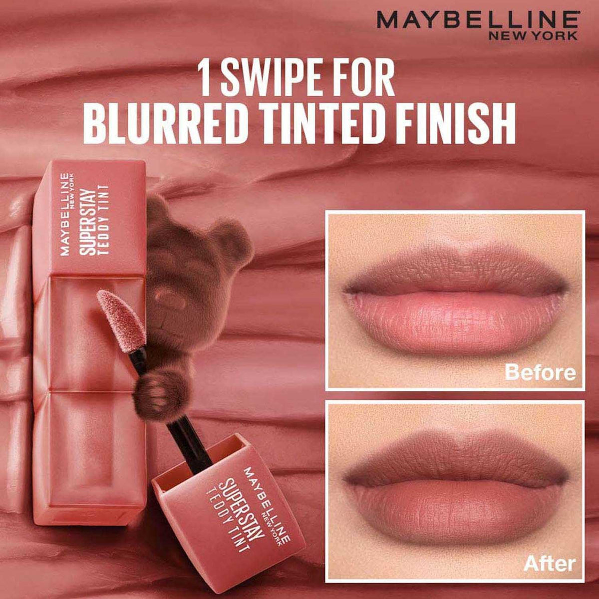 Maybelline New York Superstay Teddy Tint, Lip and Cheek Color, Heart Locket Heart Locket 5 ml (Pack of 1)