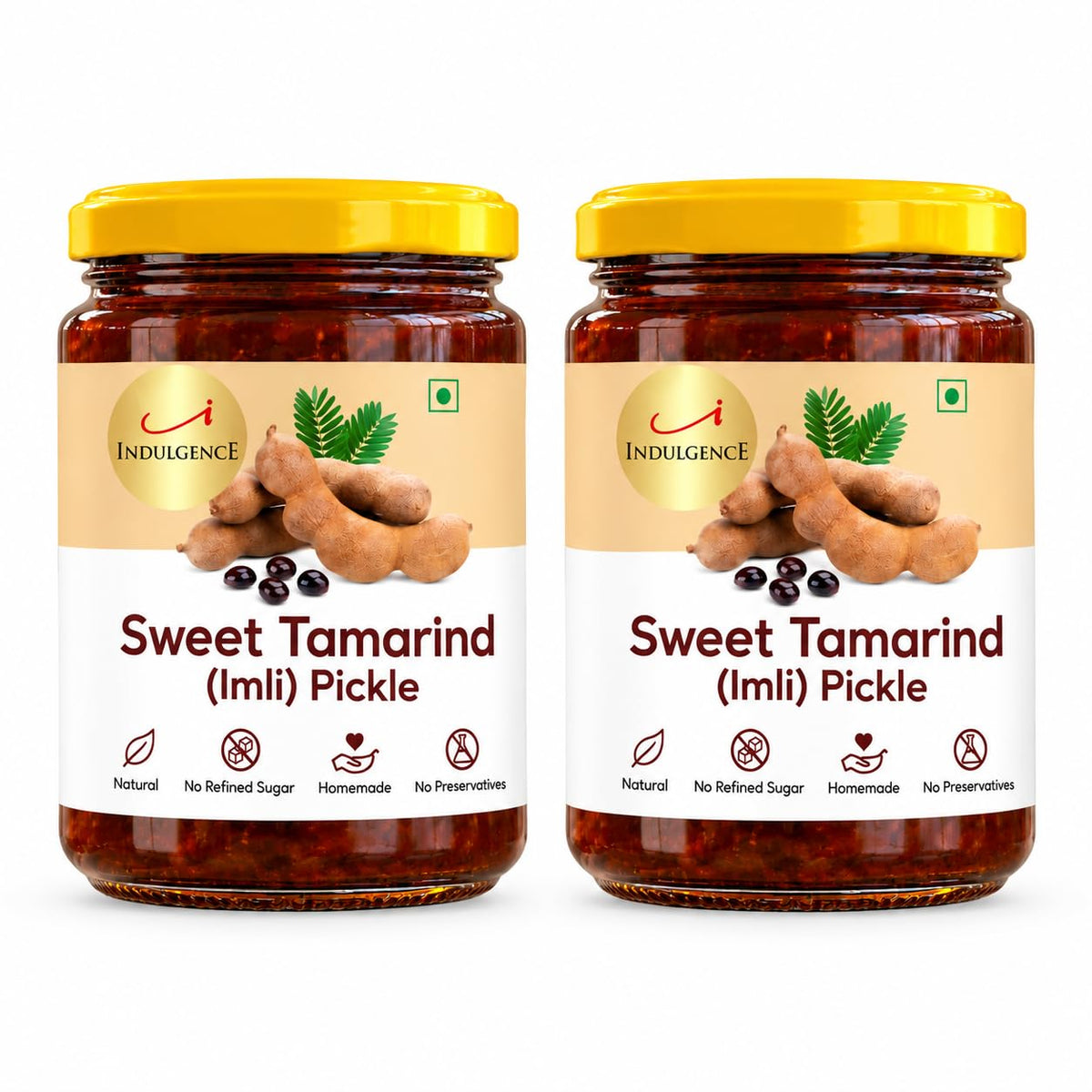 INDULGENCE Tamarind Pickle (Imli Achar) 200g × 2 | Sweet & Tangy | Organic Jaggery, Rock Salt, Red Chilli & Panch Phoran | No Refined Sugar, No Preservatives Pa