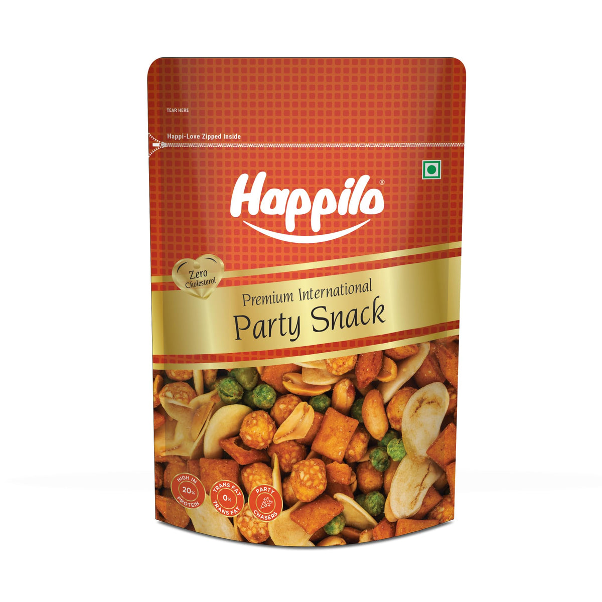 Happilo Party Snack 160g, Peanuts, Green Peas, Broad Beans, Crunchy and Flavorful, On-the-Go Snack