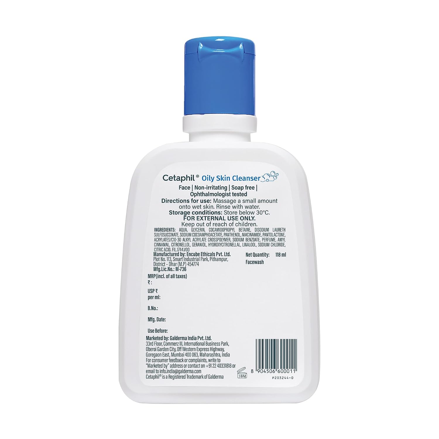 Cetaphil Oily Skin Cleanser, Daily Face Wash for Oily, Acne prone Skin, Gentle Foaming, 118ml