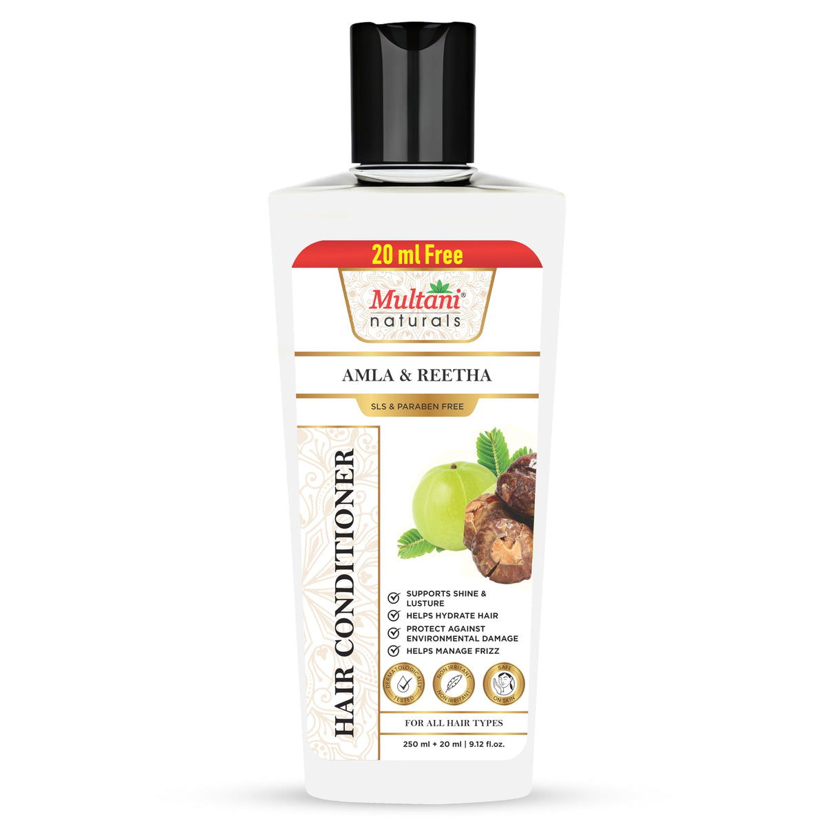 Multani Natural Amla & Reetha Hair Conditioner (270 ml) | For Hair Fall Rescue | Helps in Reducing Breakage, Tangles & Frizz | Gently Detoxify & Balance The Sca