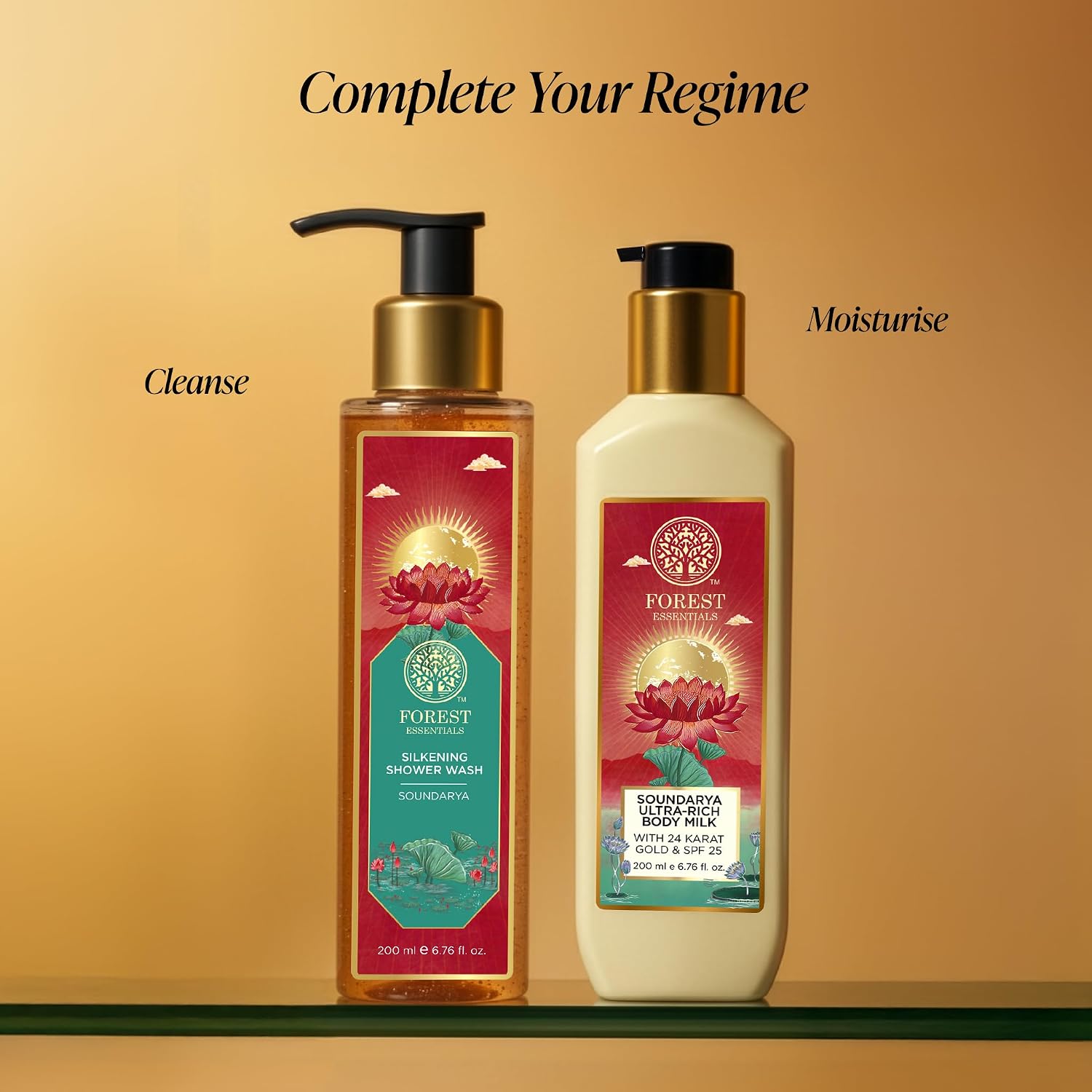 Forest Essentials Ultra Rich Body Milk Soundarya With 24K Gold & SPF25 | Ayurvedic Body Lotion with SPF | Tan Removal Natural Body Moisturizer, UVA & UVB Protection, Paraben Free | 200 ml