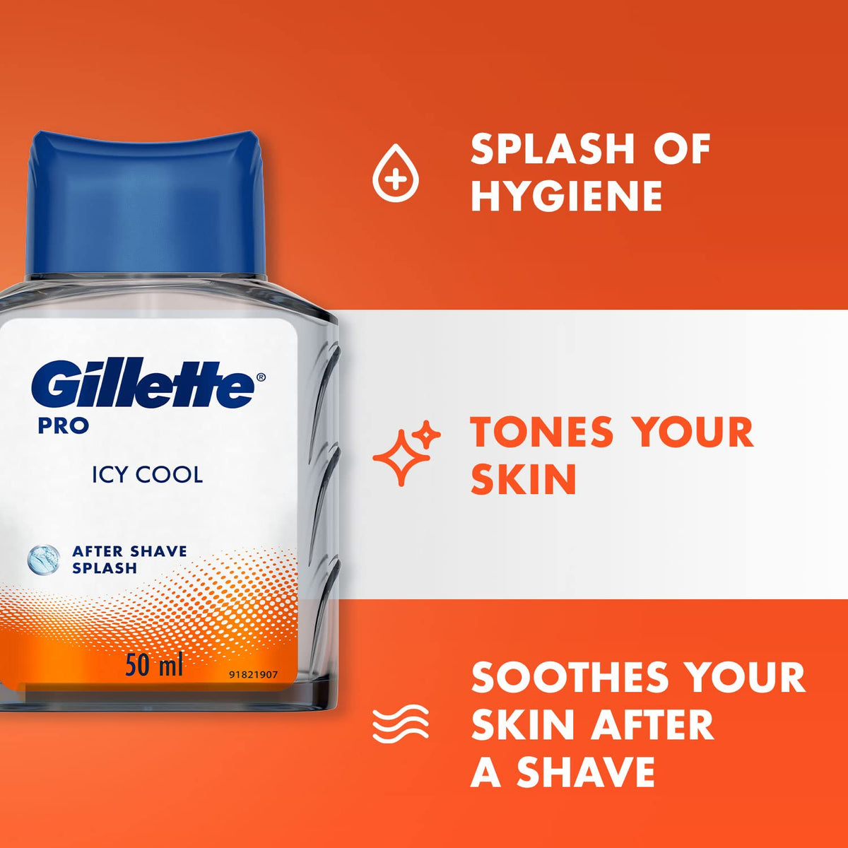 Gillette Men Pro Fresh After Shave Splash Liquid Icy Cool 100Ml, White.