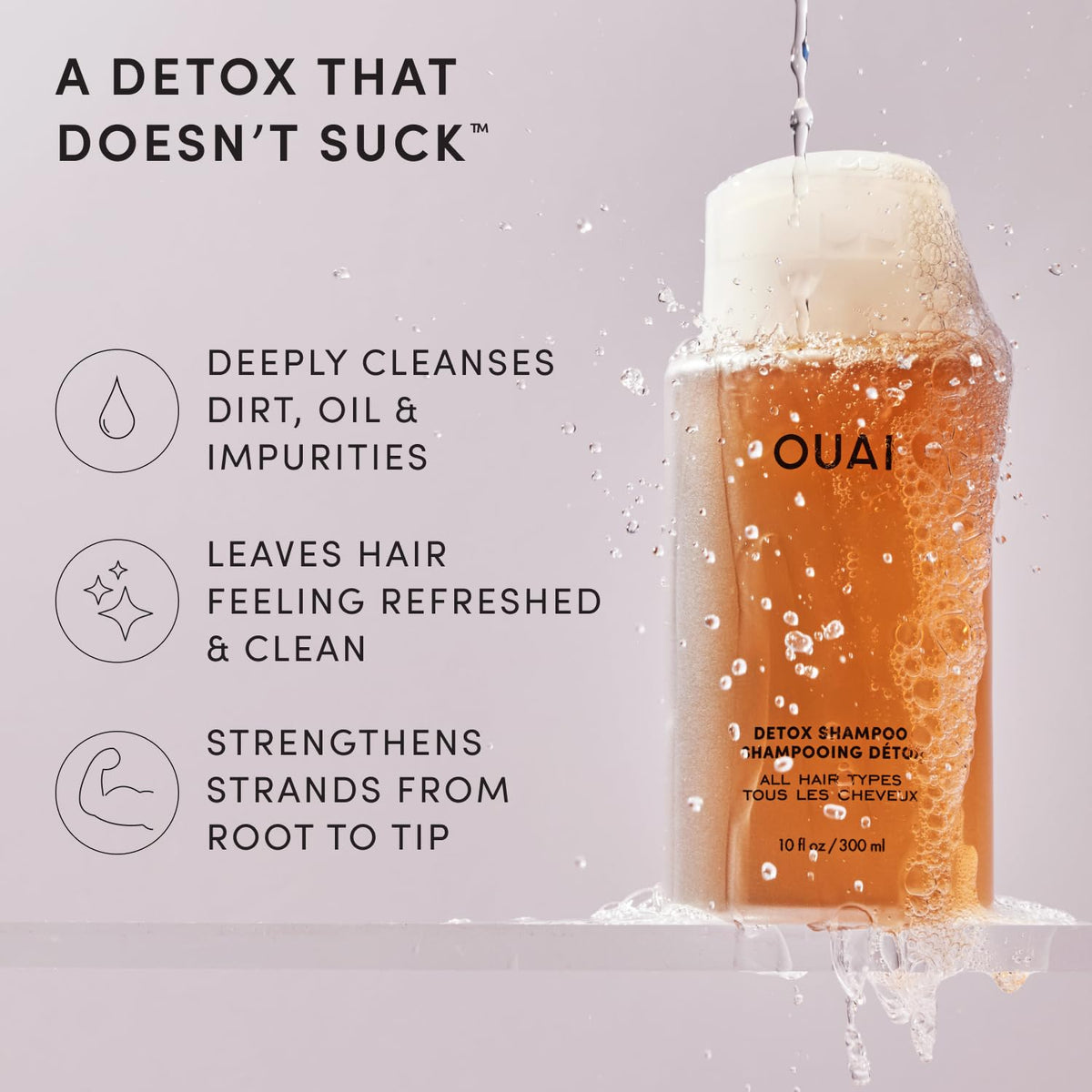 OUAI Detox Shampoo - Clarifying Shampoo for Build Up (10 Fl Oz) Full Size 10 Fl Oz (Pack of 1)