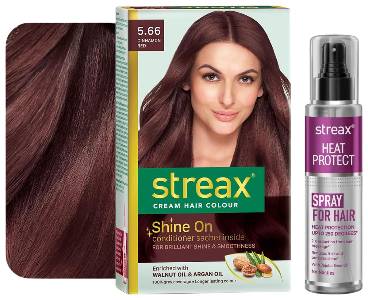 Streax Permanent Hair Colour, Heat Protection Spray For Hair -100 Ml, Hair Styling Spray For Women & Men, Brown