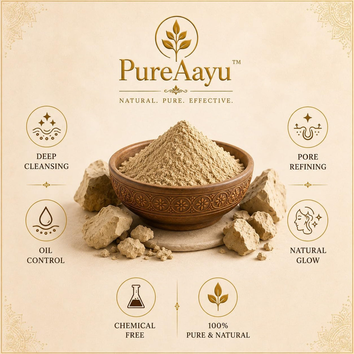 Natural Multani Mitti Powder 250g | Fuller’s Earth Clay for Face Pack & Hair Pack | Deep Cleansing Face Care for Oily Skin, Dirt & Excess Sebum | Skin & Scalp C