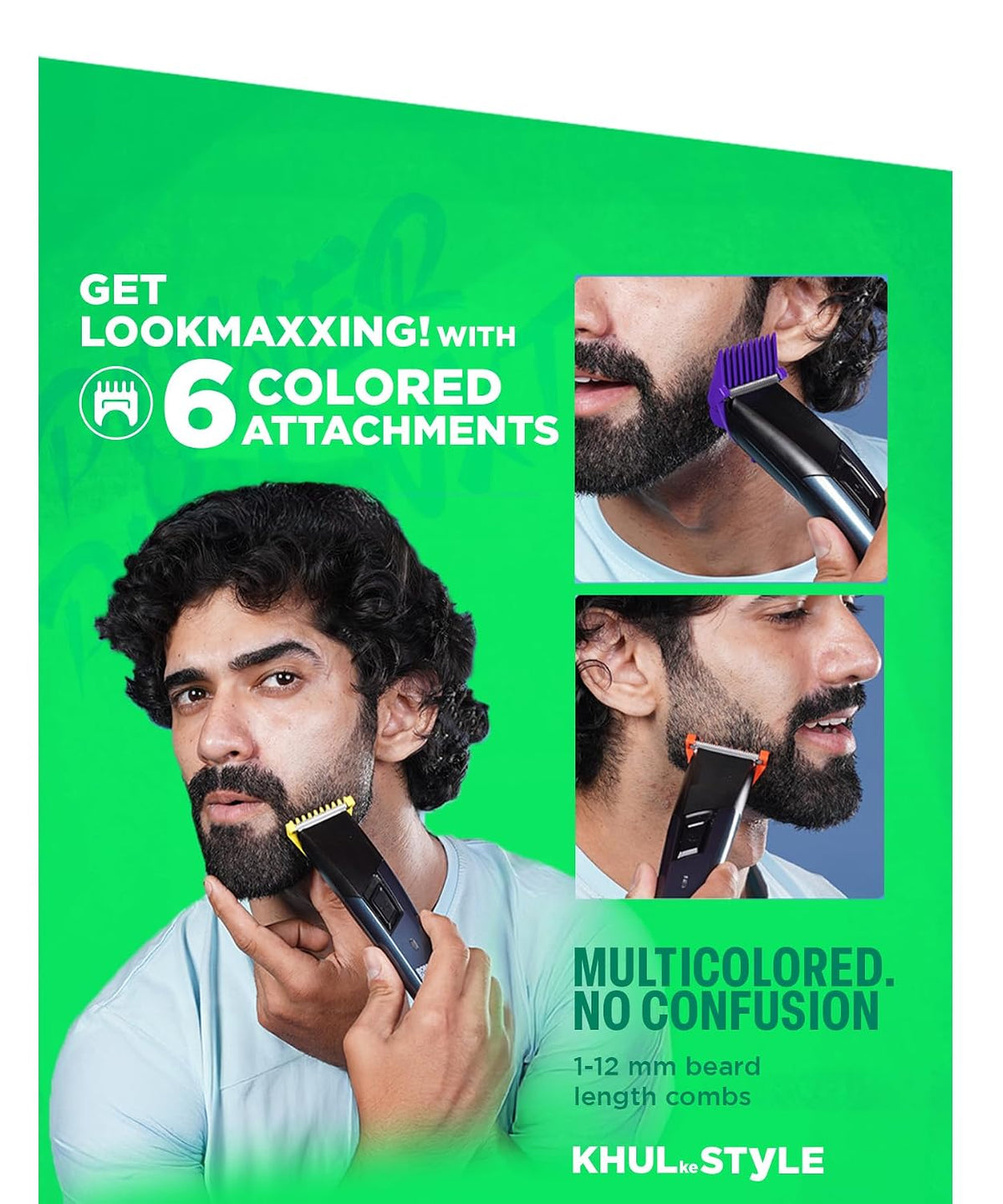 Bombay Shaving Company Power Play NXT Trimmer for Men | Beard Trimmer for Man | Hair Trimmer for Man | Type C, 90 Min, 6 Combs, Self-Sharpening | Trimmer Men Be
