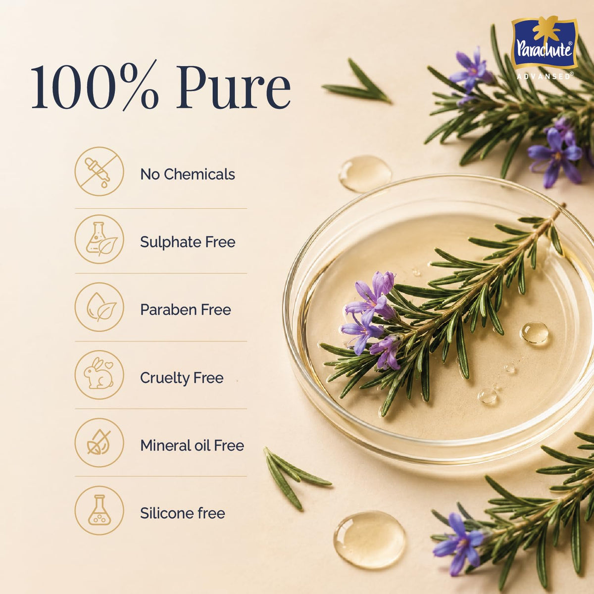 Parachute Advansed Rosemary Essential Oil | 100% Pure | Hair Growth & Hair Fall Control | Thick & Voluminous Hair | Moisturises dry hair, Reduces hair breakage,