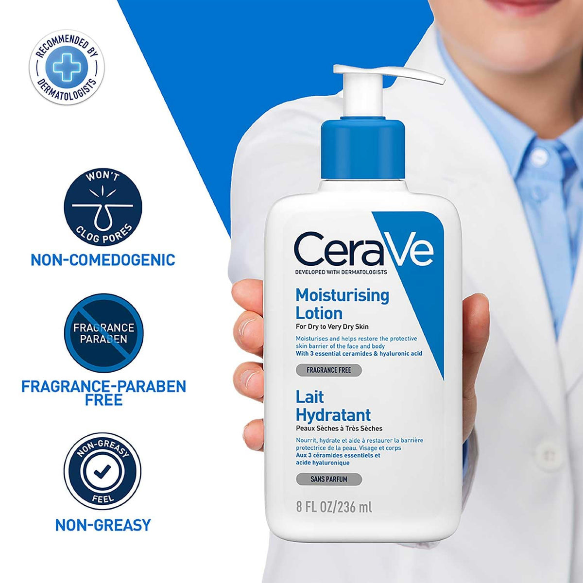 CeraVe AM Facial Moisturizer (52ml) SPF 50 and Moisturizing Lotion (236ml) with 3 Essential Ceramides & Hyaluronic Acid