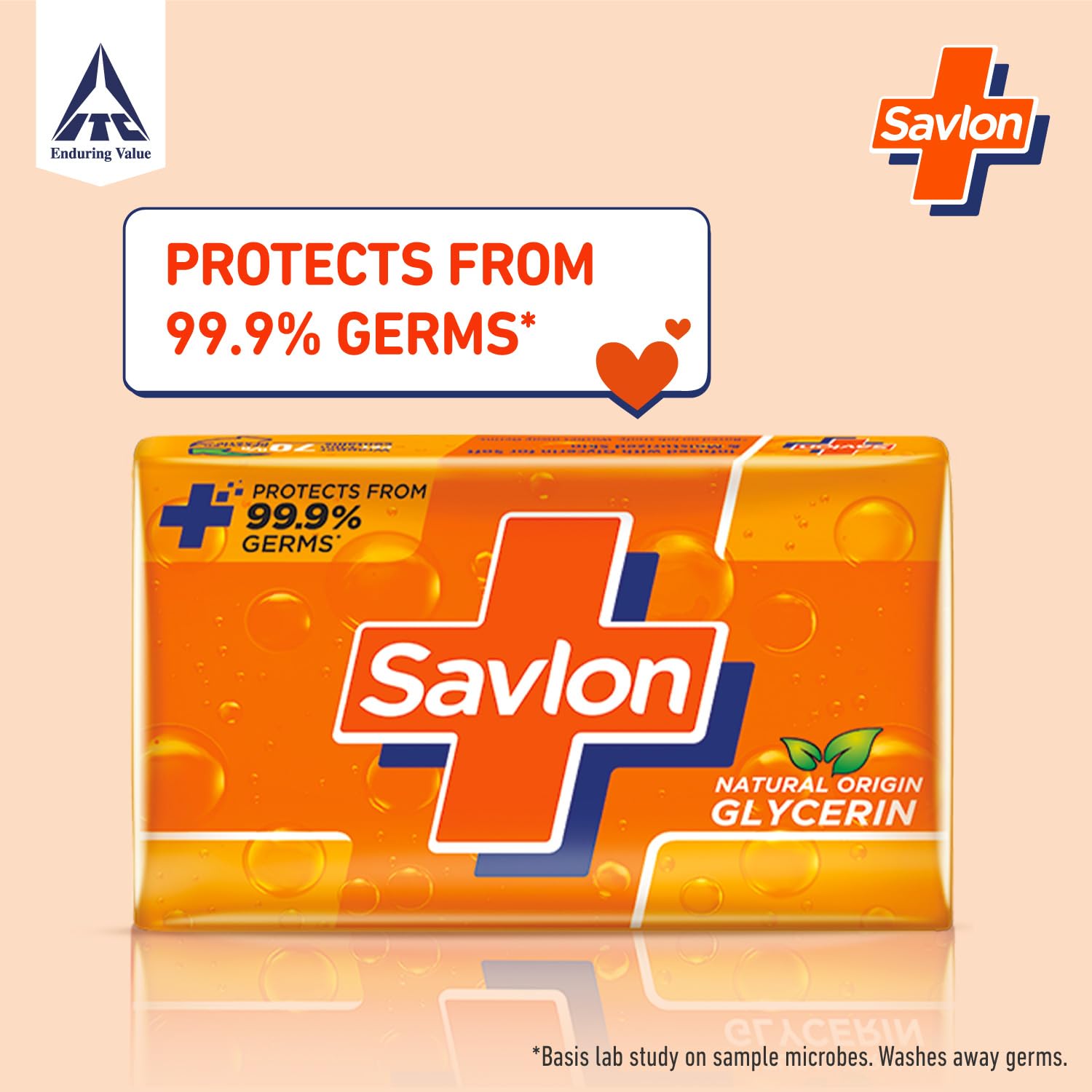 Savlon Moisturizing Glycerin Soap Bar With Germ Protection, 625g (125g - Combo Pack of 15), Soap for Women & Men, For All Skin Types