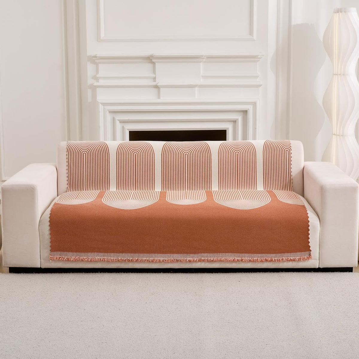 HOMETHREADS Chenille Reversible Thick and Soft Floral Sofa Cover | Elevate Your Living Space with Luxurious Slipcover Solutions for Sofa (Orange, 1 Seater | 70x