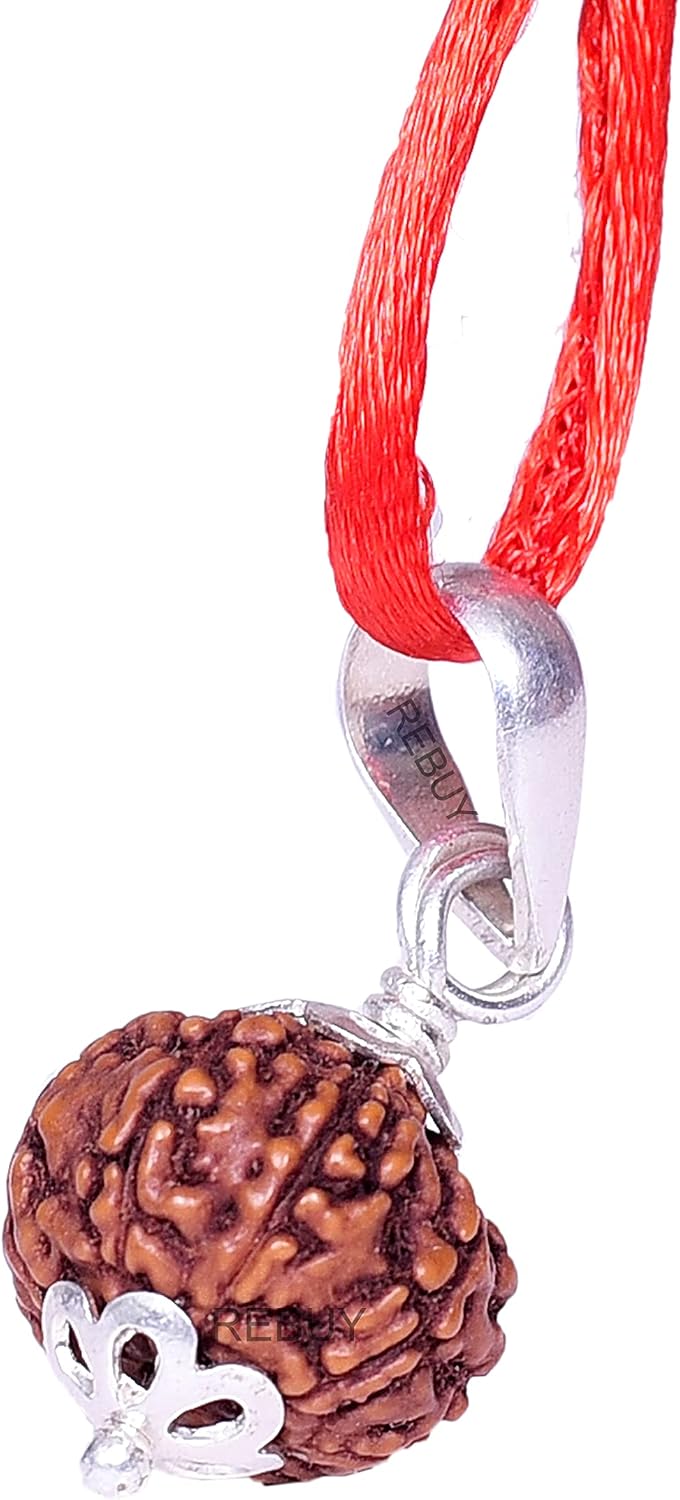 REBUY 8 Mukhi Rudraksha Pendant Indonesian/Java Rudraksha Lab Certified Original Rudraksha Pendant for Men & Women, Origin Indonesian, Color Brown