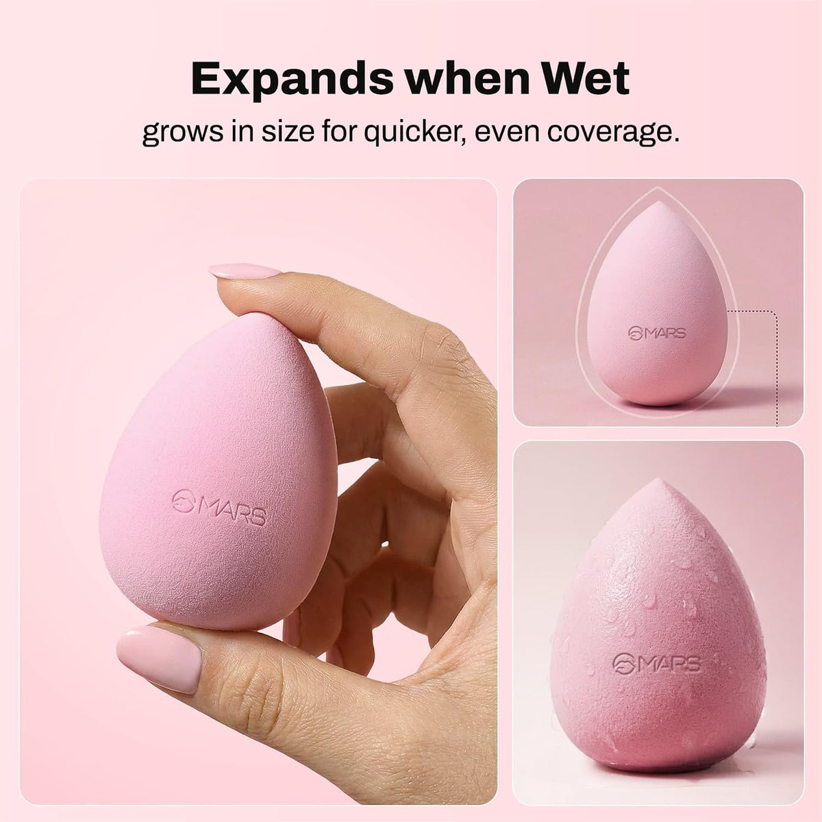 MARS Squishy Makeup Blender | Seamless Natural Finish | Minimal Product Absorption | Soft Latex-Free | Uses for Foundation, Concealer, Contour & Powder SQUISHY