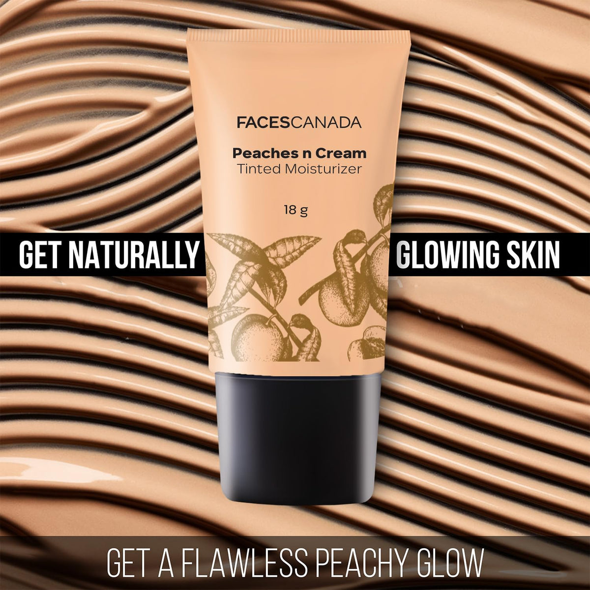 FACES CANADA Peaches N Cream Tinted Moisturizer - Light 01, 18 g | Soft Peachy, Natural Glow | Lightly Tinted BB Cream | Non Oily Lightweight Gel Formula | Blen