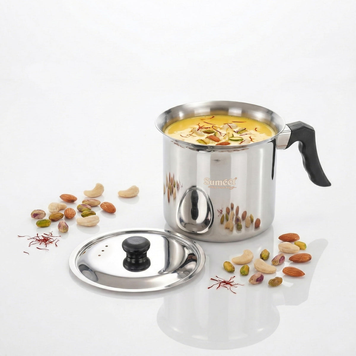 Sumeet ISI Certified HeavyPly Premium Stainless Steel Cross Edge Induction & Gas Stove Friendly Milk/Tea/Coffee Maker/Warmer with Lid - 1750ml Warmer 1750ml