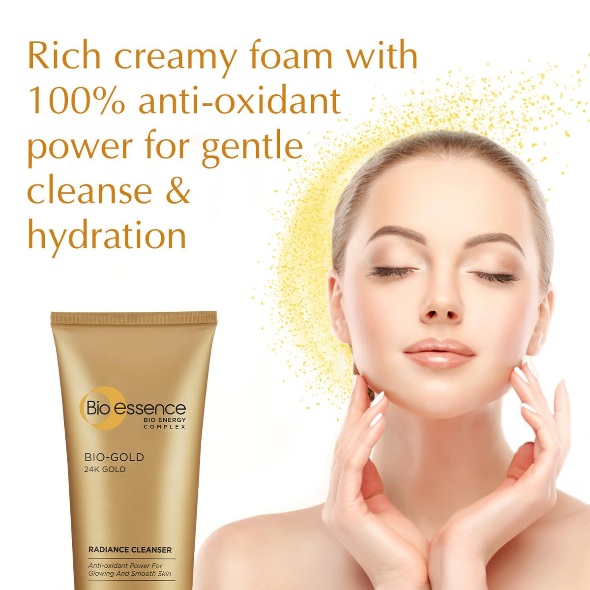 Bio Essence 24K Gold Radiance Face Cleanser, Niacinamide Face Wash for Women, Collagen Amino Acid, Hydrating Face Cleanser for Glowing Skin, Ideal for All Skin