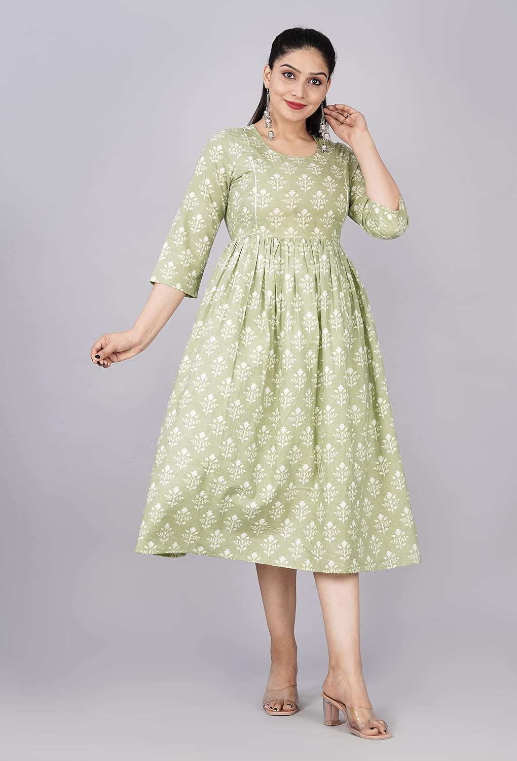Women's Maternity Dress Kurti for Pregnancy Women with Breastfeeding Dress with Floral Maxi Maternity Dress 3X-Large Cardamom