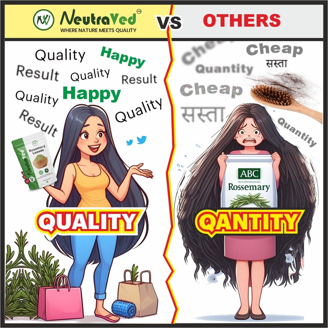 NeutraVed Rosemary Leaves Organic | Rosemary Dry Leaves for Hair Growth, Stronger Strands & Natural Hair Nourishment, Food Grade | Includes Comb Applicator, Mis