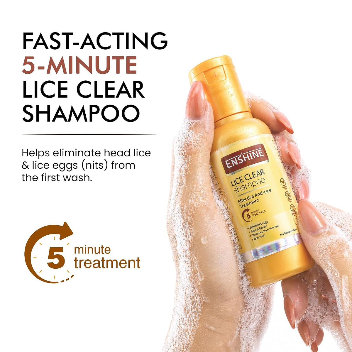 Enshine Lice-Clear Shampoo | With Neem Oil, Tulsi & Sitaphal Oil | Effectively Removes Lice & Nits | Gentle Formula for Regular Use | Safe for Kids & Adults Pac