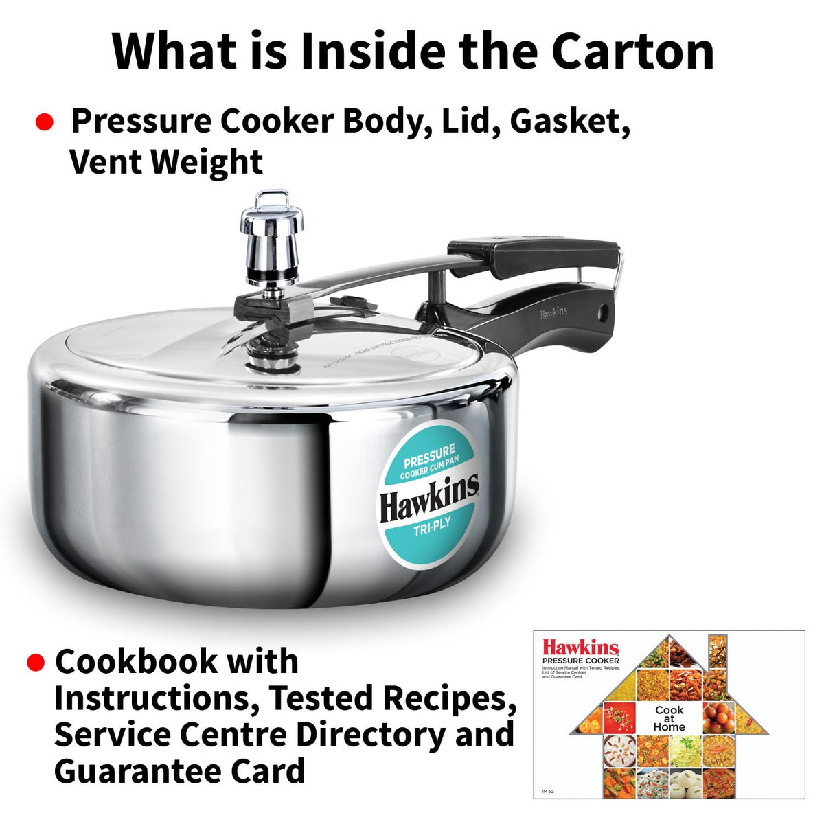 Hawkins 3 Litre Tri-Ply Pressure Cooker cum Pan, Triply Stainless Steel Inner Lid Cooker, Pan, Silver (SSTPP3) 3 Litres
