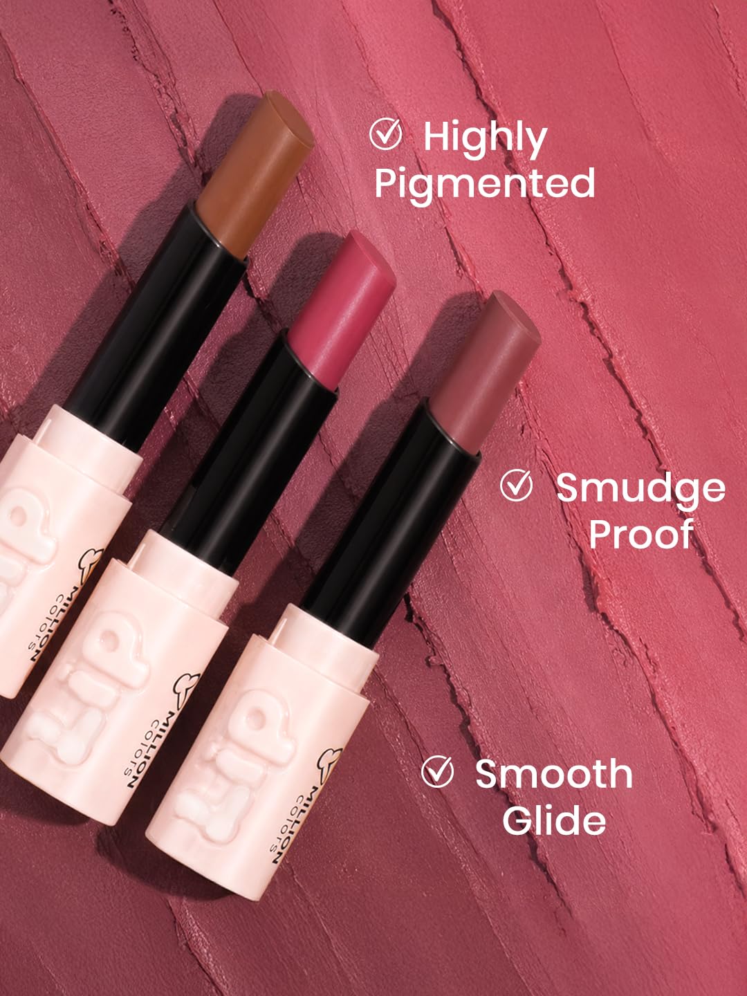 Million Colors Lip Wear Creamy Matte Hydrating Lipstick Infused With Argan Oil, Shea Butter , Papaya Seed and Vitamin E| Highly Pigmented, Smudge-Proof and Crea
