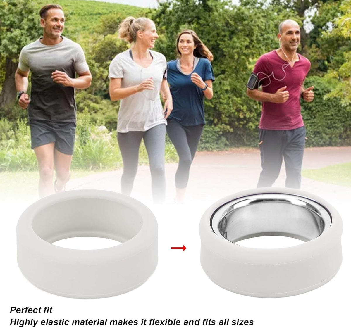 OJOS Silicone Ring Cover Compatible with Oura Ring Gen 3/ Gabit Ring, Round Ring Case Elastic Ring Protection Smart Ring Protector Sleeve Accessories (Gray, Sma
