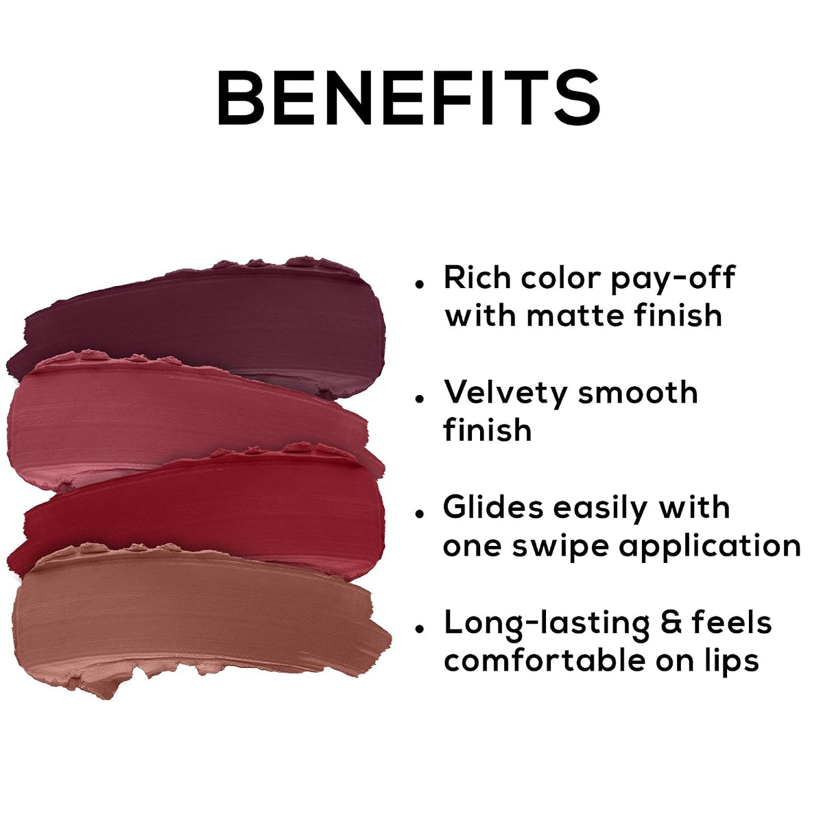 RENEE Very Matte - Pack of 4 Matte Lipsticks, Intense Color Pay Off, Full Coverage Long Lasting Weightless Velvety Formula 6.4 g (Pack of 1) Very Matte