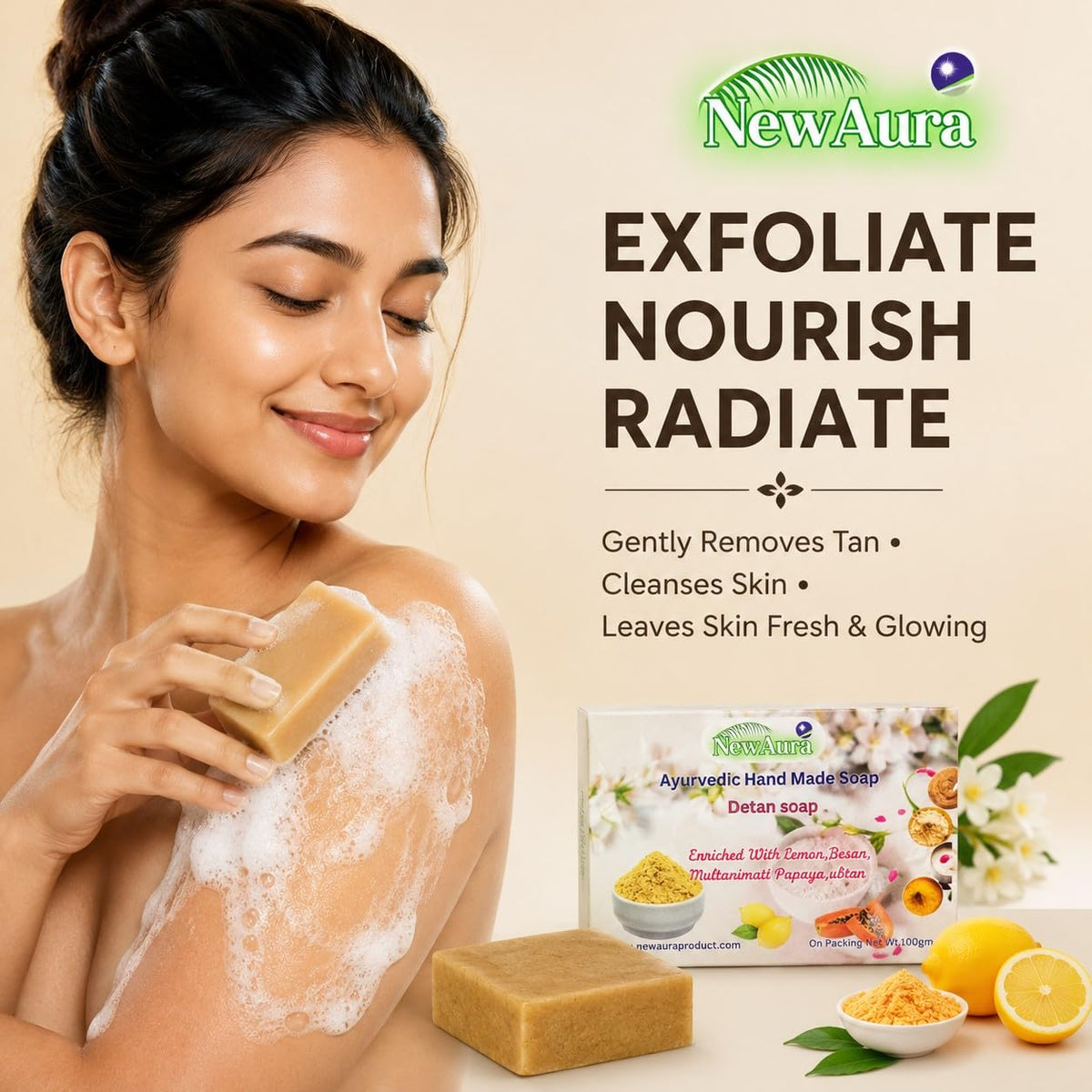 Ghar Magic Soap with NewAura Ubtan, Chandan & Haldi Chandan Ayurvedic Soap Set