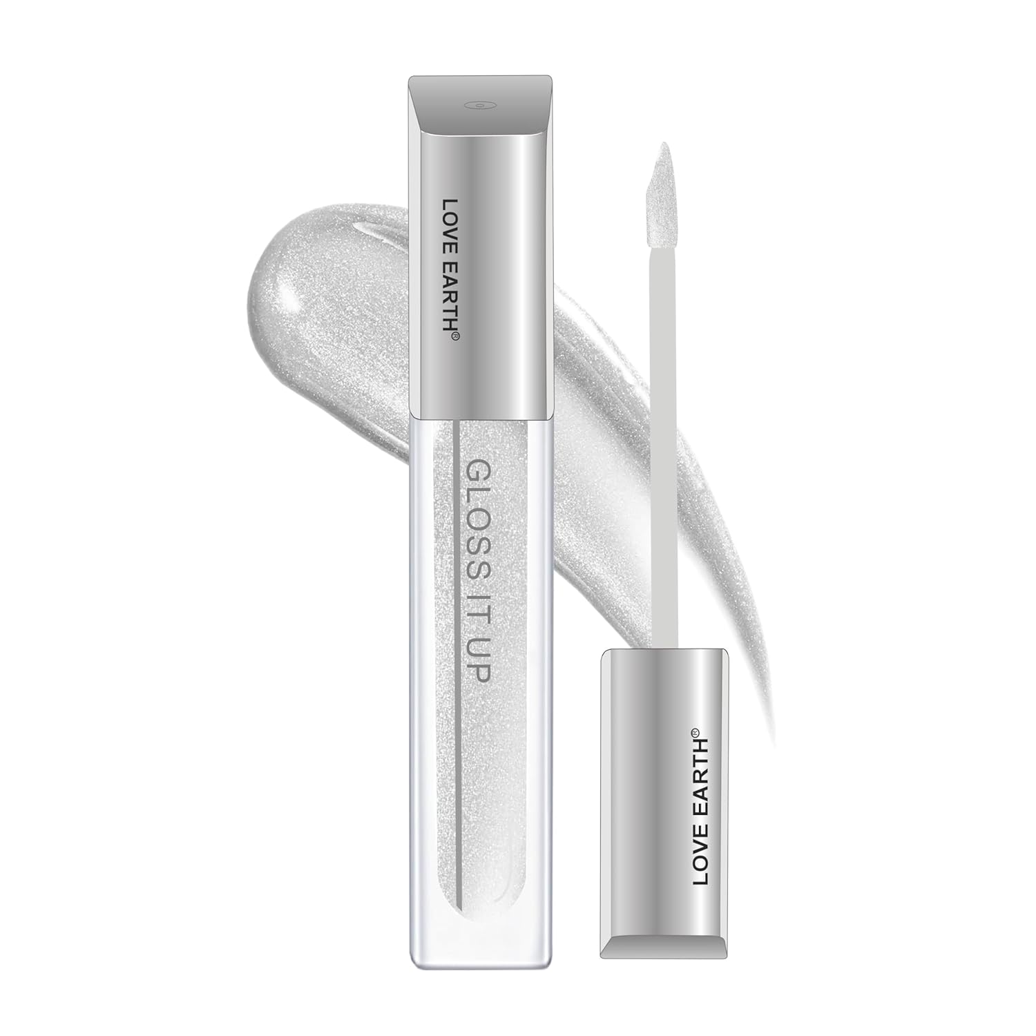 Love Earth Liquid Lip Gloss Love Magnet For Soft & Dewy Lips Enriched With Vitamin E & Almond Oil, Lip Color For Glossy Look, Lightweight Non Sticky Lip Shiner For Moisturizing Lips 3ml,Silver Glitter