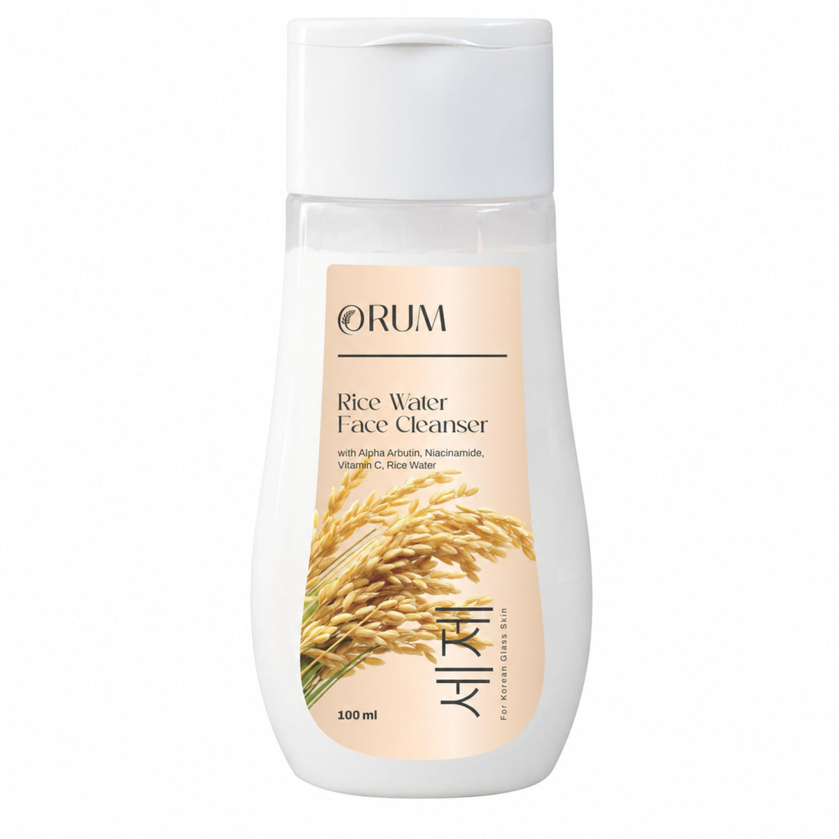 Orum Rice Water Cleanser with 2% Niacinamide, 0.5% Hyaluronic Acid for Deep Cleaning, Removing Dirt, Oil, Makeup & Impurities | Ideal for Men, Women for Korean