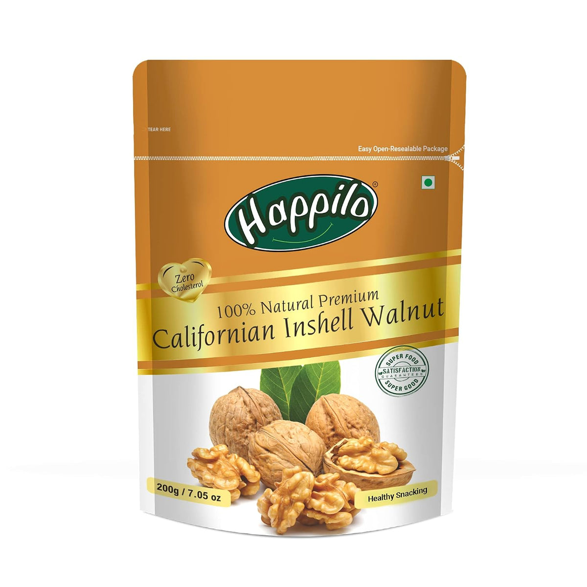 Happilo 100% Natural Premium Californian Almonds,Dried,200g & Natural Premium Californian Inshell Dried Walnuts, 200g