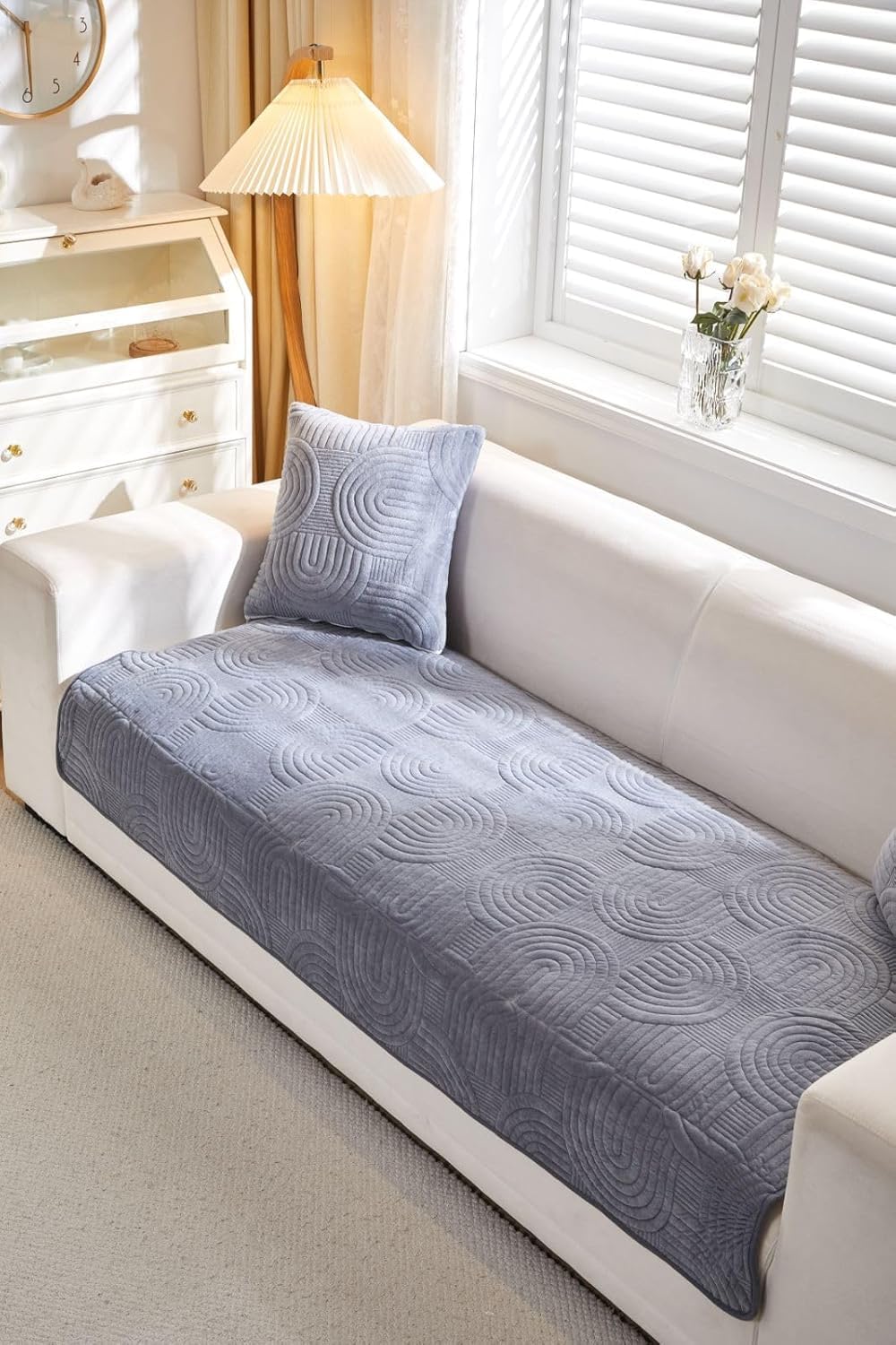 HOMETHREADS Couch/Sofa Covers | Luxurious Slipcover Solutions for Sofas, Armchairs, and Loveseats (Grey_Coco, 1 Seater Large| 70x90cm) Grey_Coco 1 Seater Large|