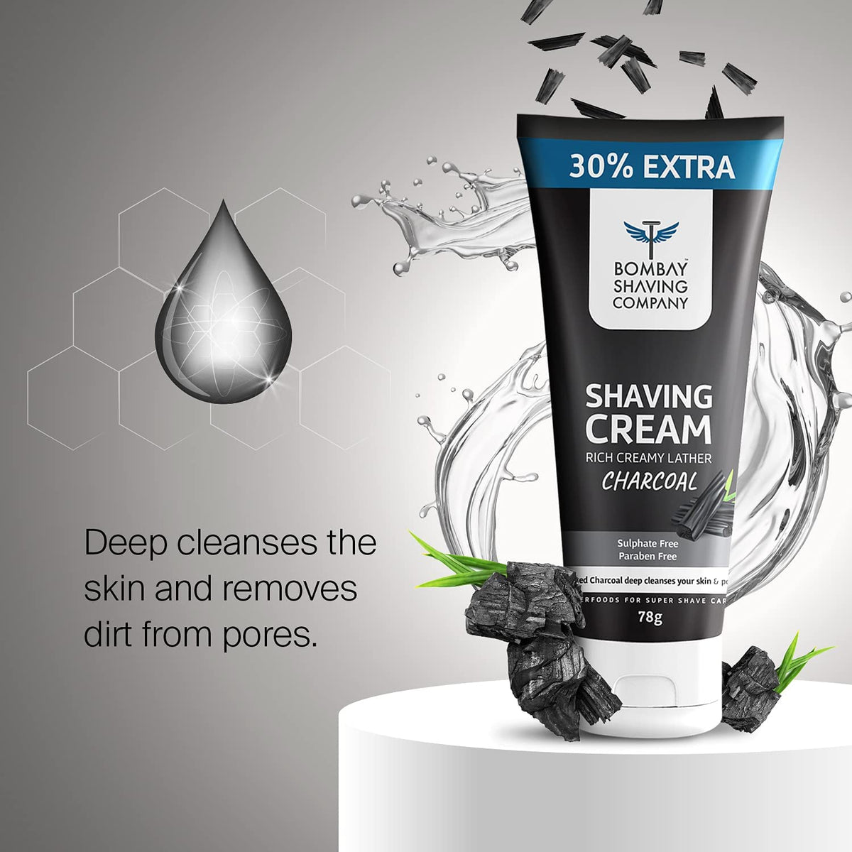 BOMBAY SHAVING COMPANY Charcoal Shaving Cream with Rich Creamy Lather (312 g)