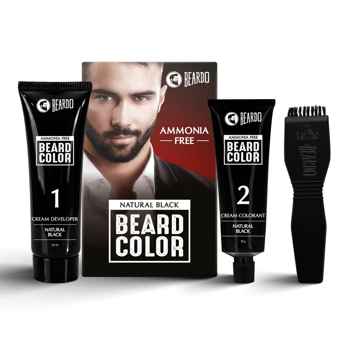 Beardo Beard Color For Men - Natural Black, 60ml | Long Lasting | No Ammonia | Easy to apply, No Stain Beard Hair Colour for men | Skin Friendly Hair dye Beard