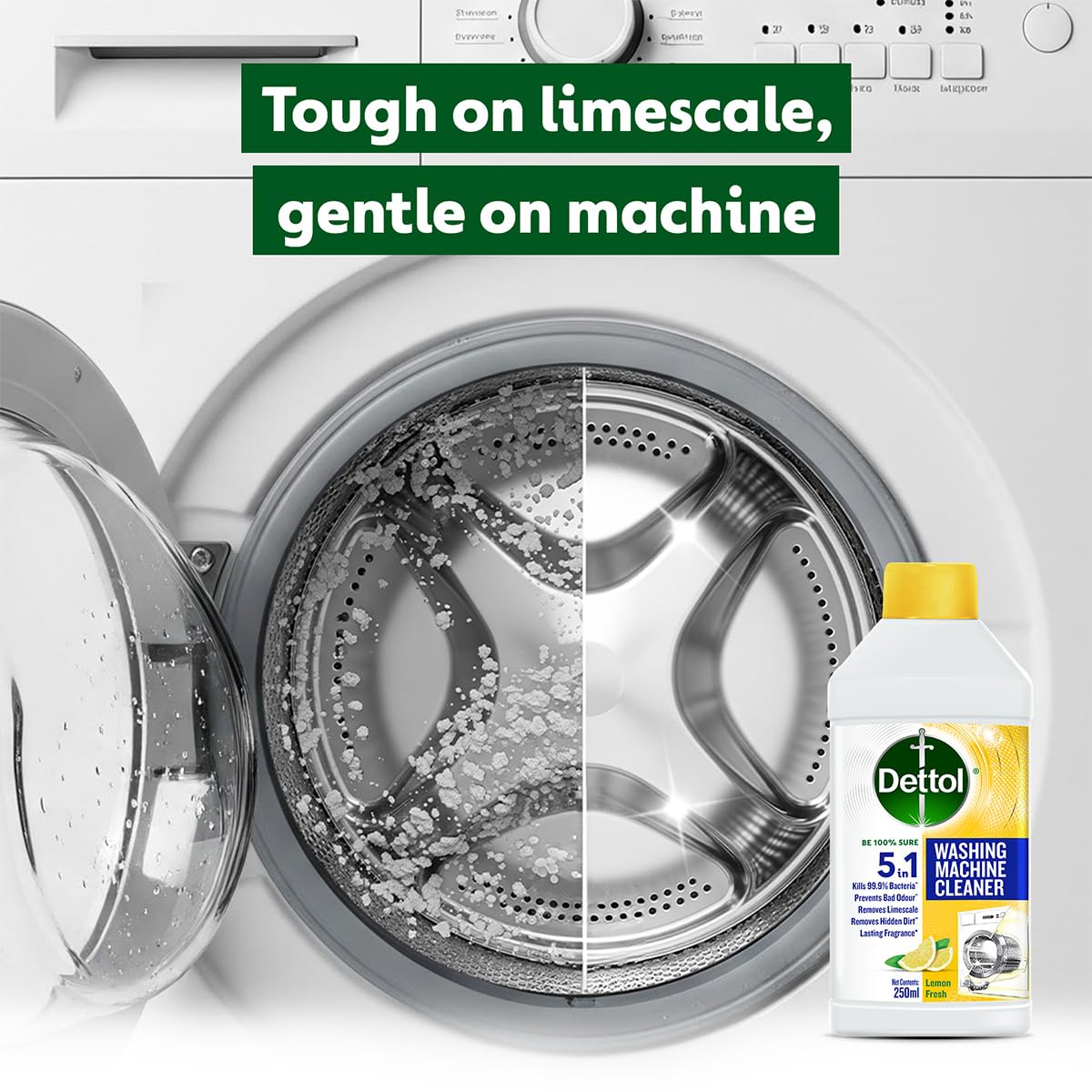 Dettol 5 in 1 Washing Machine Cleaner Lemon 250ml (Pack of 5)