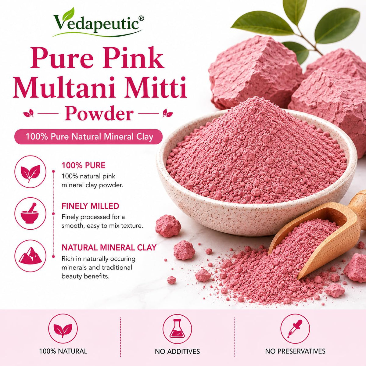 Pink Multani Mitti Powder for Face & Body, 200 g